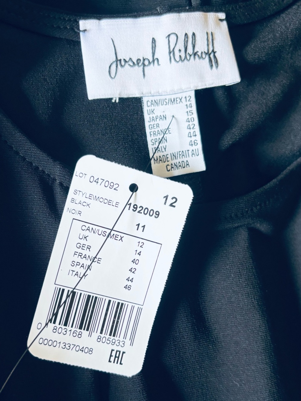 NWT Joseph Ribkoff 192009 Black Bubble Hem Midi Dress Sleeveless Size 12 - Picture 2 of 8
